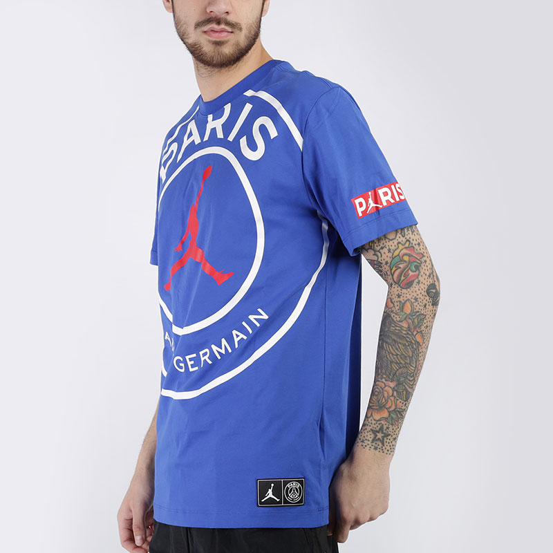 мужская синяя футболка Jordan Paris Saint-Germain Tee BQ8384-480 - цена, описание, фото 2